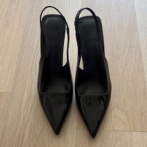 FEMME Black Patent Slingback Heels